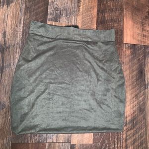 Green suede skirt
